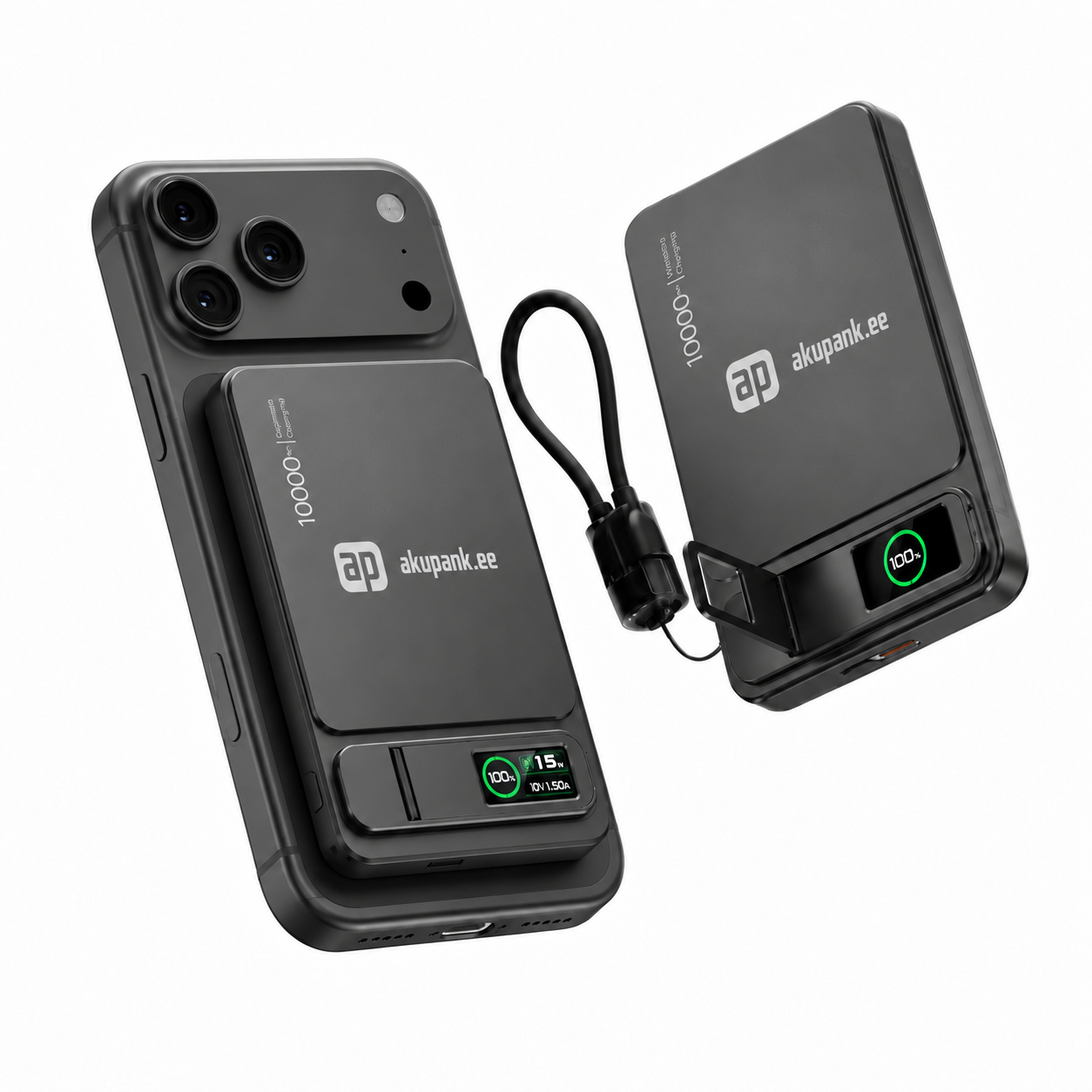 Īpaši plāns ārējais akumulators ar statīvu “F15-10k” (10 000 mAh) (Copy)